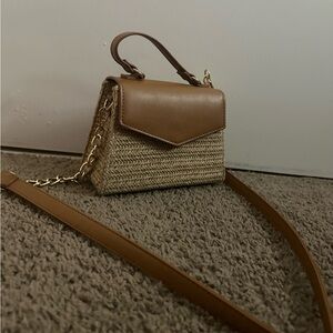 Elegant Brown Woven Handbag